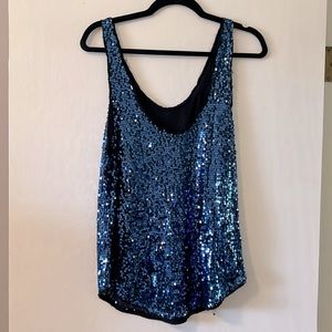 Blue sequin tank top